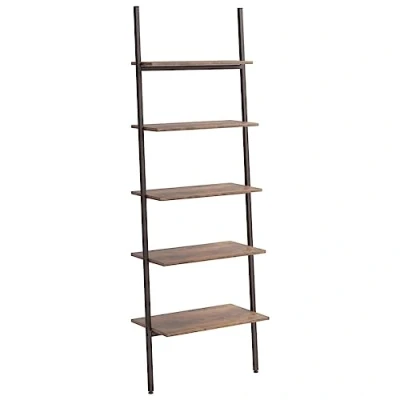 Image of 4 Tier Leaning Shelf Dark Brown and Black 64x34x150.5 cm