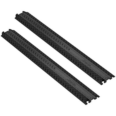 Image of VEVOR 2 PCs Drop Over Cable Cover Ramp, 2,000 lbs/axle Load Capacity, Heavy Duty Hose Protector Floor Cord for High Walking Traffic Areas Indoor Outdoor Home Office Warehouse School