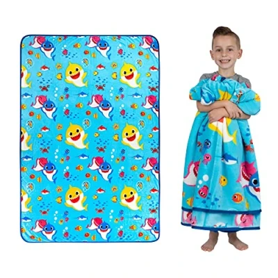 Image of Franco Kids Bedding Super Soft Plush Throw Blanket, 62 in x 90 in, Baby Shark