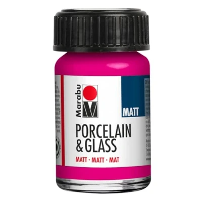 Image of Marabu Porcelain Ceramic And Glass Matt Paint, Raspberry 15ml, Painting Stamping, Waterbased, Washable, Dishwasher Safe