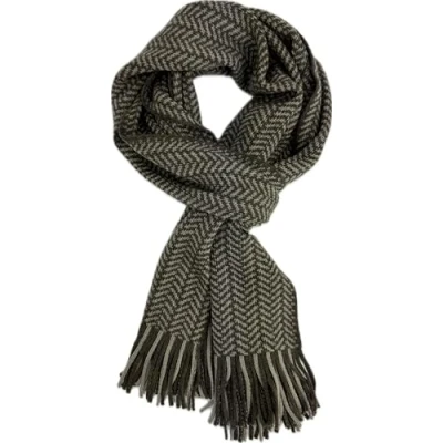 Image of Rotfuchs Knitted Scarf Men&#039;s Women&#039;s Winter Warm Comfortable Soft Herringbone Pattern in Beige and Brown, 174 x 32 cm (L B)