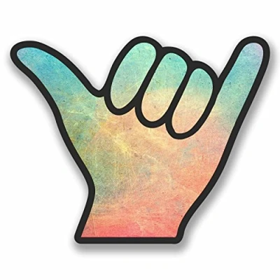 Image of 2 x 10cm Shaka Surfer Hand Vinyl Decal Sticker Car Laptop Surf Campervan #9654 (10cm Wide 8cm High)