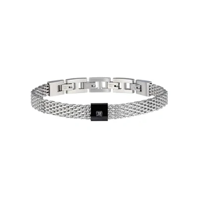 Image of BREIL Men&#039;s Bracelet Black Diamond Collection TJ2955 Jewellery Steel Mesh for Men with Natural Silver and 22 cm