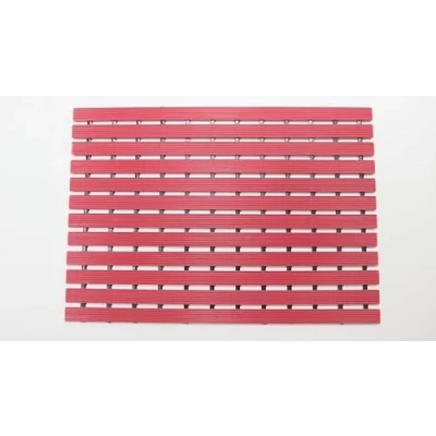 Image of Nicoman Shower Drying Mat Non Slip Bath Drainage Matt Slatted Duckboard Design RED (61x43cm / 24x17 inches)