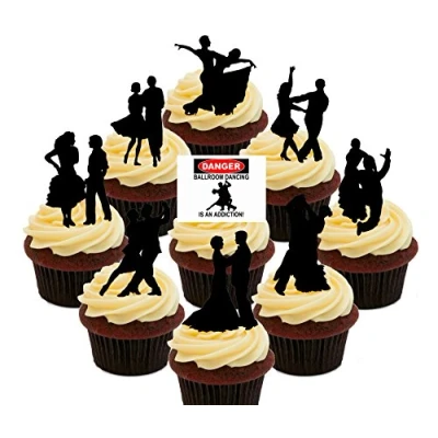 Image of Made4You Ballroom Dancing Silhouettes, Party Pack, Edible Cupcake Toppers Stand up Wafer Cake Decorations (Pack of 36)