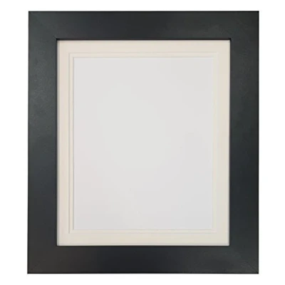 Image of Metro Black Photo Picture Poster Frame with Double Ivory Mount 50 x 40 cm for Image Size 30