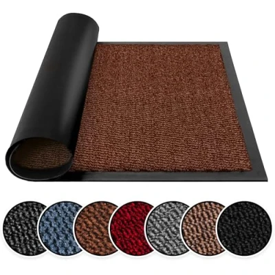 Image of BLADO Washable Door Mats Indoor &amp; Outdoor Non Slippery Heavy Duty Doormats Stylish Large Rubber Mat Perfect Dust Grabbing (Rust, 60cm x 90cm)