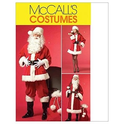 Image of McCall&#039;s Patterns M5550 Size XN Extra Large XXL XXXL Misses&#039;/ Men&#039;s Santa Costumes and Bag, Pack of 1, White