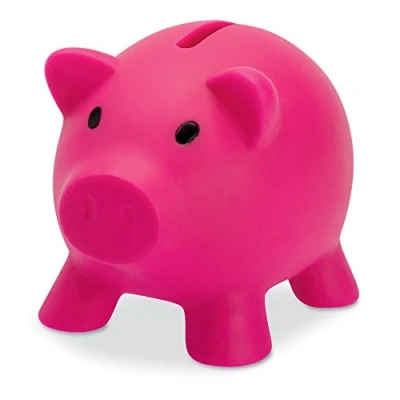 Image of Plastic Piggy Bank/Money Box for Savings Coins Fuchsia