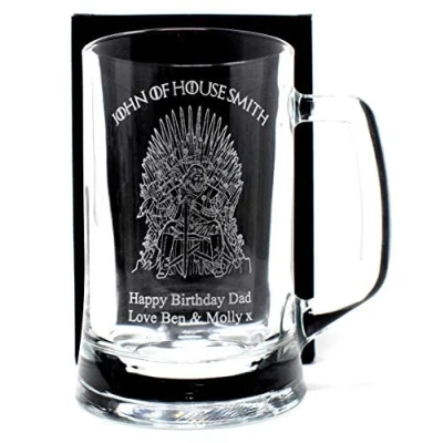 Image of Regalo Personalised Engraved Pint Glass Tankard Games of Thrones House Design (Cardboard Gift Box)