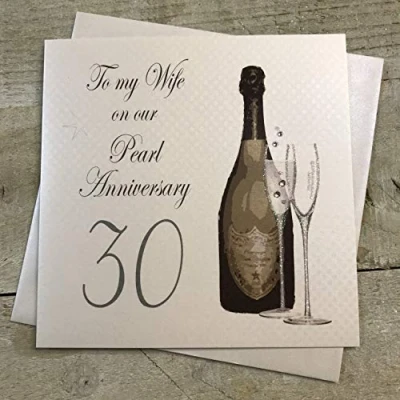 Image of White Cotton Cards A30W &quot;to My Wife On Our Pearl Anniversary 30&quot; Handmade 30Th Card