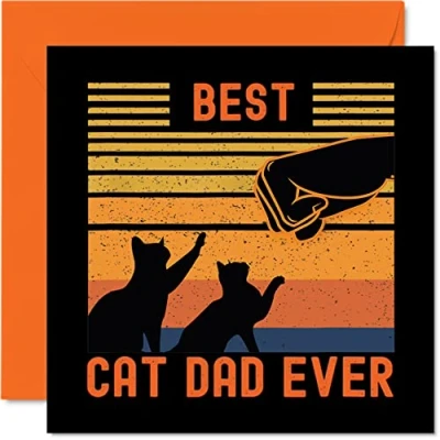 Image of Birthday Cards for Dad from the Cat Best Ever Happy Card Dad, Funny Gifts, 145mm x Joke Father&#039;s Day Greeting Gift Daddy Papa