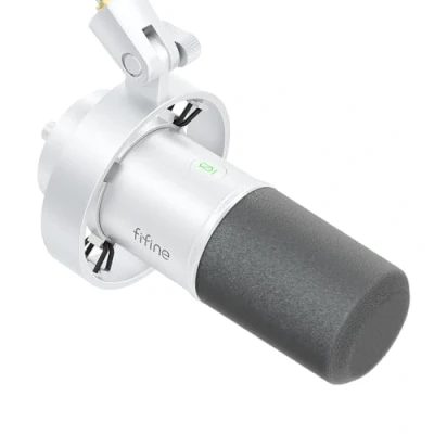 Image of FIFINE XLR/USB Dynamic Microphone for Podcast, Vocal Recording Mic PC with Mute Button, Headphones Jack, Gain Knob, Studio Streaming, Voice Over, Music Singing K688 White