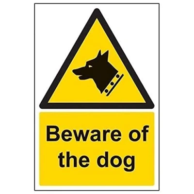 Image of V Safety Beware Of The Dog Sign Portrait 200mm x 300mm 2mm Rigid Plastic, 63006AU R2
