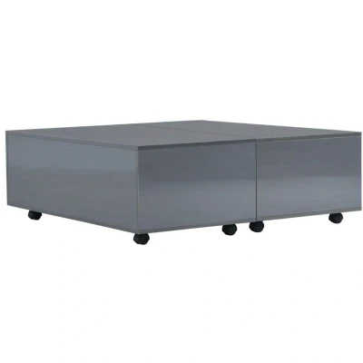 Image of vidaXL Coffee Table High Gloss Grey 100x100x35 cm