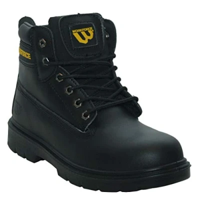 Image of Mens Steel Toe Cap Genuine Leather Lace Up Protective Shock Absorb Industrial Safety Ankle Boots Shoes UK Sizes 7 13 (All Black, Numeric_9)