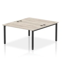 Image of Impulse Bench B2B 2 Person 1400 Black Frame Office Desk Grey Oak