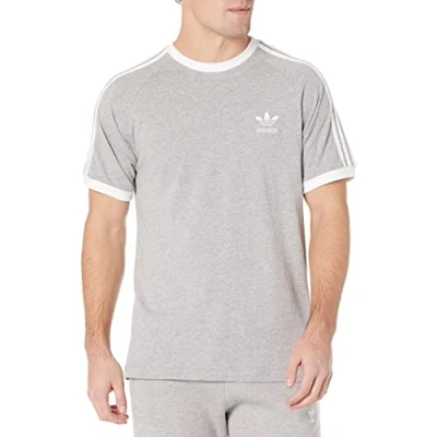 Image of adidas Originals Men&#039;s Adicolor Classics 3 Stripes T Shirt, Medium Grey Heather