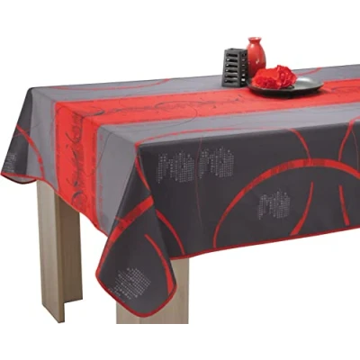 Image of Le linge de Jules Anti Stain Tablecloth Astrid red size : Rectangular 59x137 inches