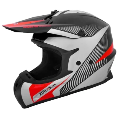 Image of Zorax Black/Silver/Red XL (61cm) ZOR X305 Dual Sport Motorbike Motocross Helmet ECE 2206 Approved Dirt Bike MX Crash