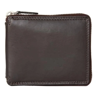 Image of Kabana Brown Zip Around Genuine Leather Wallet Without Logos or Markings