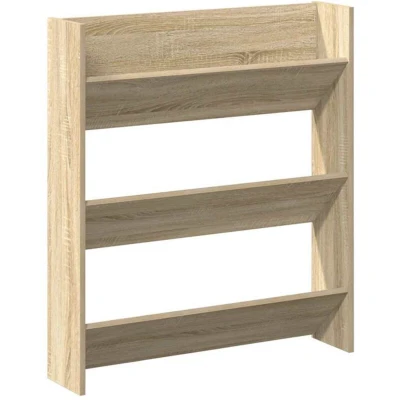 Image of vidaXL Wall Shoe Cabinet Sonoma Oak 80x18x90 cm Engineered Wood