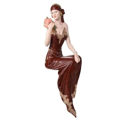 Image of MAISONICA Broadway Belles Collectable Figurine Ornament Dark Berry Red w Flowers Nancy Sitting