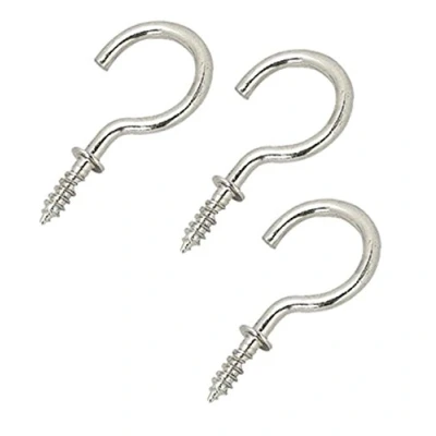 Image of Merriway BH05156 (10 Pcs) Shouldered Mug Cup Hook Chrome Plated 50 mm Pack of 10 Pieces