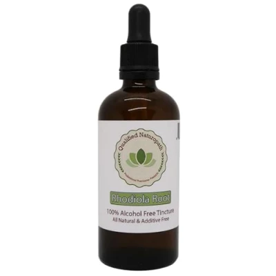 Image of Rhodiola Root Herbal Tincture (Alcohol &amp; Glycerin Free) 110ml in Glass Bottle with Rubber Pipette (x1)