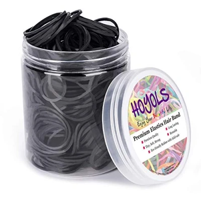 Image of 1 1/2 Inches Large Elastics Rubber Bands for Black Hair Ties Braiding Ponytail Holders Plastic Rubberbands Women Girls Crafts Office Supplier Money No Damage 400pcs (L) by HOYOLS