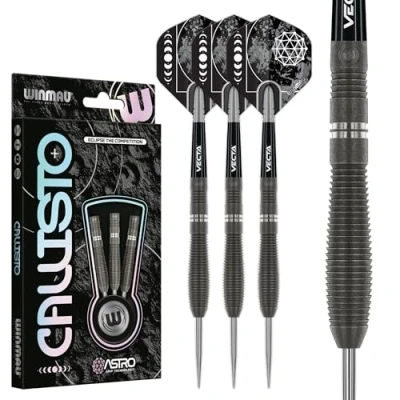 Image of WINMAU Darts Callisto 23g 90% Professional Tungsten Steel Tip Set with Dart Flights and Shafts (Stems)