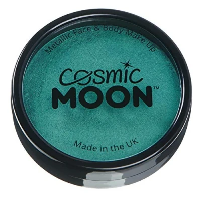 Image of Metallic Pro Face &amp; Body Paint Cake Pots by Cosmic Moon Green Professional Water Based Makeup for Adults, Kids 36g