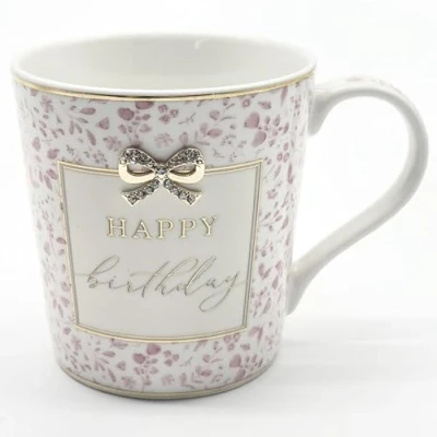 Image of Lesser &amp; PAVEY Madelaine Happy Birthday Mug by Hearts Design, Tea and Coffee Mugs for Hot Drinks Fine China Printed Kitchen Home Reusable Ceramic Cups Every Occasion