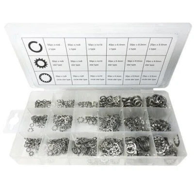 Image of 720pc Spring Washer Silver Stainless Steel Split Lock Washers Imperial Sizes For Screw Bolts Fixings Diy Professional Assorted Automotive Building Construction