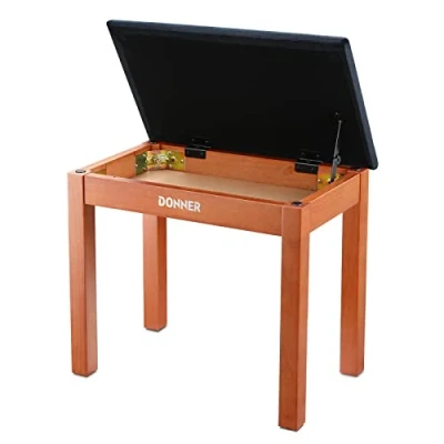 Image of Donner Piano Bench Keyboard Stool, Solid Hard Wooden Digital Stool with Large Storage