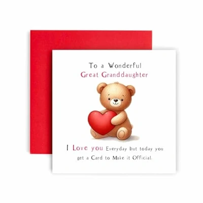 Image of Huxters Cute Birthday Card for Great Granddaughter Bear Heart I Love you Everyday to Prove it Her Women 14.8cm (Great Granddaughter)