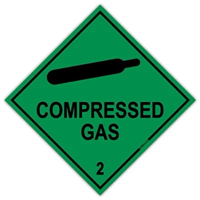 Image of stika.co Pack of 2 Compressed Gas 2, COSHH Warning Hazchem Diamond, Self adhesive Vinyl Sticker 10cm Square