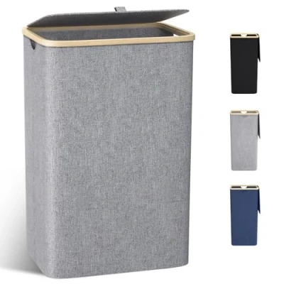 Image of Dirty Laundry Basket with Lid, 100 L, Large Clothes Basket, Foldable for and Toys