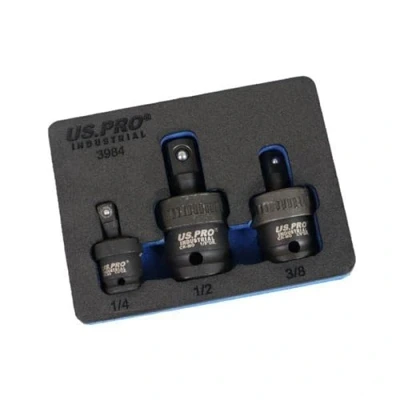 Image of US PRO INDUSTRIAL Universal Joint Impact Socket Set 1/4&quot; 3/8&quot; 1/2&quot; DR in EVA Foam Tray 3984