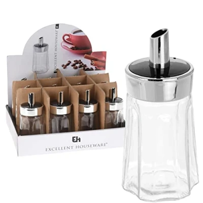 Image of Glass Sugar Bowl Dispenser Retro Pourer Decanter Cafe Bistro Restaurant Shaker (Set of 12)