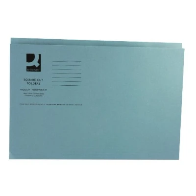 Image of Q Connect Square Cut Folder Medium Weight Foolscap KF01191, 250 g Blue, Pack of 100
