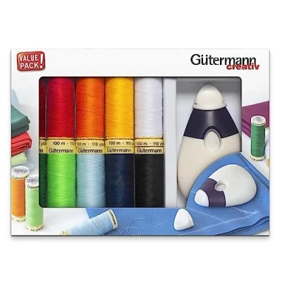 Image of Gütermann Thread Set with Chalk Wheel, Polyester, Multicolor, 100m