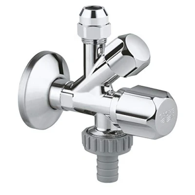 Image of GROHE Angle Valves Neutral Handle Original Was Combination Service Valve 1/2&quot; Chrome 22035000