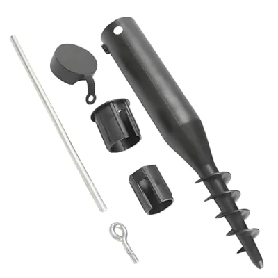 Image of EPISENT Rotary Washing Line Spike Plastic Screw in Ground Parasol Holder Soil Stand No Need for Concrete Parasol, Flags, Activity Poles, Bird Feeders, and Airers