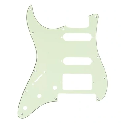 Image of Musiclily Pro Left Handed 11 Hole Modern Style Strat HSS Guitar Pickguard for American/Mexican Stratocaster Floyd Rose Bridge Cut, 3Ply Mint Green