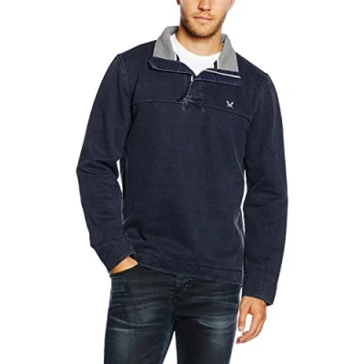 Image of Crew Clothing Men&#039;s Padstow Pique Fade Sweatshirt, Blue (Navy), XX Large