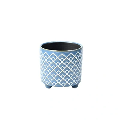 Image of Burgon &amp; Ball Bilbao Glazed Plant Pot, Small, Blue