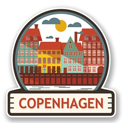 Image of 2 x 10cm Copenhagen Vinyl Sticker Travel Luggage Suitcase Label Denmark #5887 (10cm 10cm)