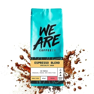 Image of Coffee Beans 227g Bag, Whole Bean Coffee, Espresso Blend Beans, 100% Arabica &amp; Robusta, Medium Roast Speciality (We Are Co)