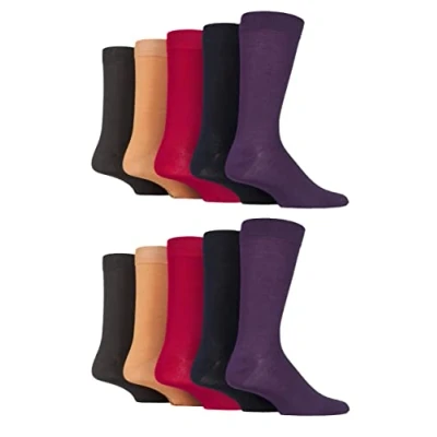 Image of SockShop Mens Plain, Striped and Patterned Bamboo Socks Pack of 10 Fashion Cols Plain 7 11